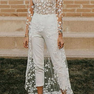 WW | Sexy Spitze Patchwork O-Ausschnitt Gerade Overall