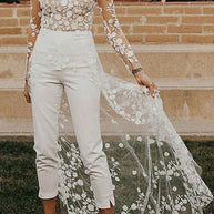 WW | Sexy Spitze Patchwork O-Ausschnitt Gerade Overall