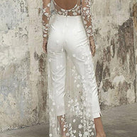 WW | Sexy Spitze Patchwork O-Ausschnitt Gerade Overall