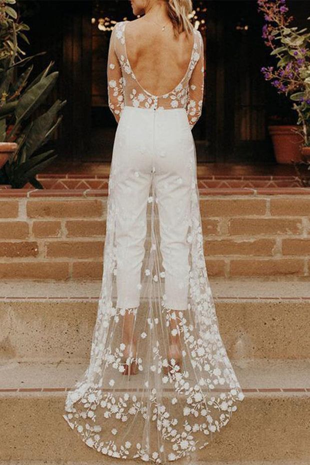 WW | Sexy Spitze Patchwork O-Ausschnitt Gerade Overall