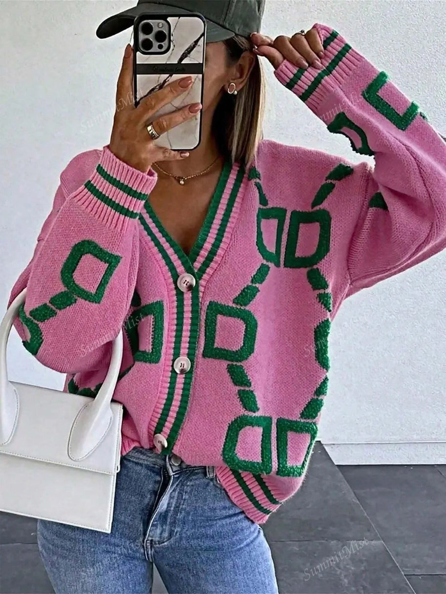 WW | Strickjacke mit grafischen Drucken für Damen