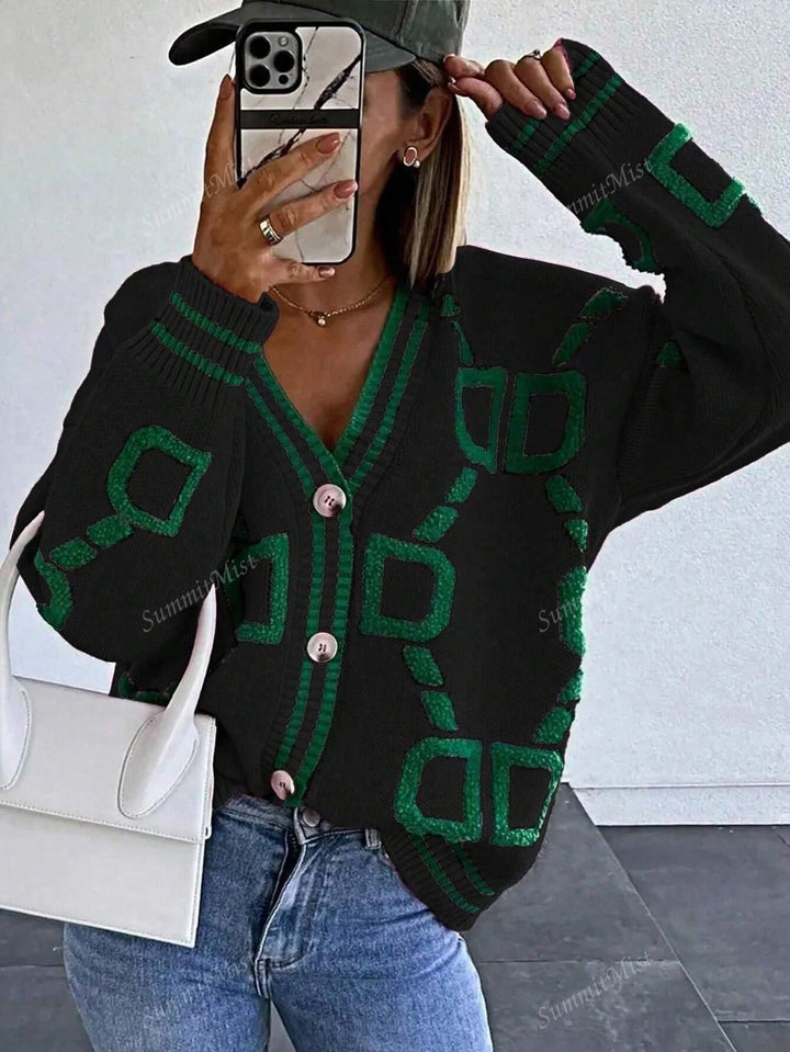 W&W Mode | Strickjacke mit grafischen Drucken für Damen