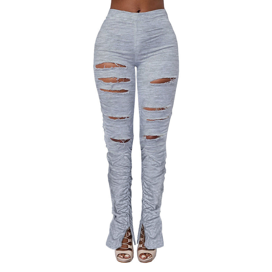 WW | Hochtaillierte Ripped Stoff Raffung Hose