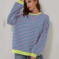 WW | Übergrößen Streifen Langarm Sweatshirt