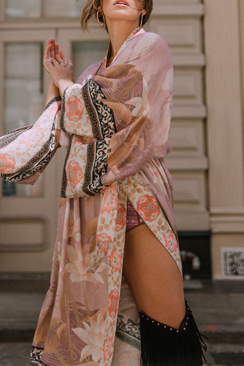 WW | Freizeit Floral Print Schnürung Kontrast Badebekleidung Überwurf