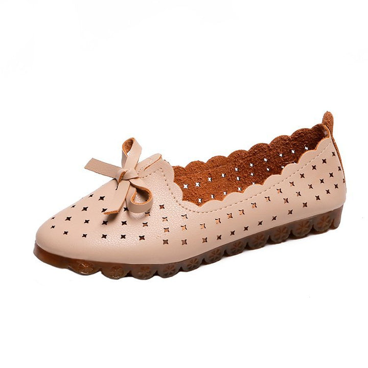 Damen Ballerinas mit dekorativem Lochmuster und eleganter Schleifenapplikation W&W Mode