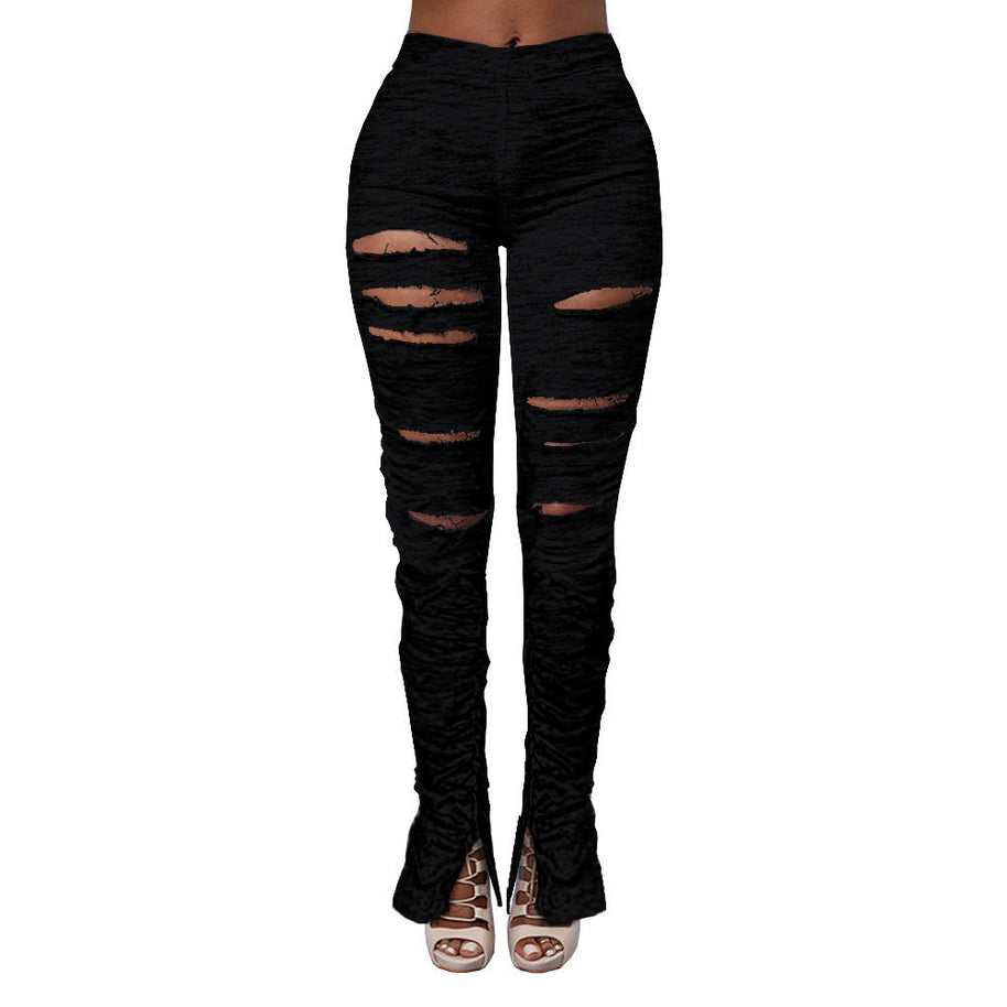 WW | Hochtaillierte Ripped Stoff Raffung Hose