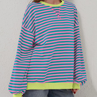 WW | Übergrößen Streifen Langarm Sweatshirt