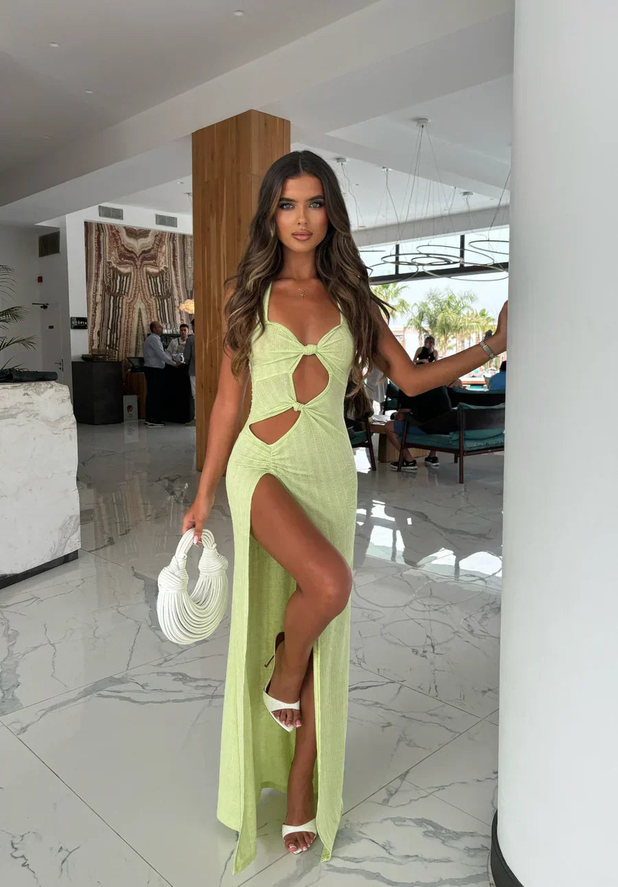 Damen-Midikleid mit Cut-outs und tailliertem Schnitt