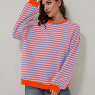 WW | Übergrößen Streifen Langarm Sweatshirt