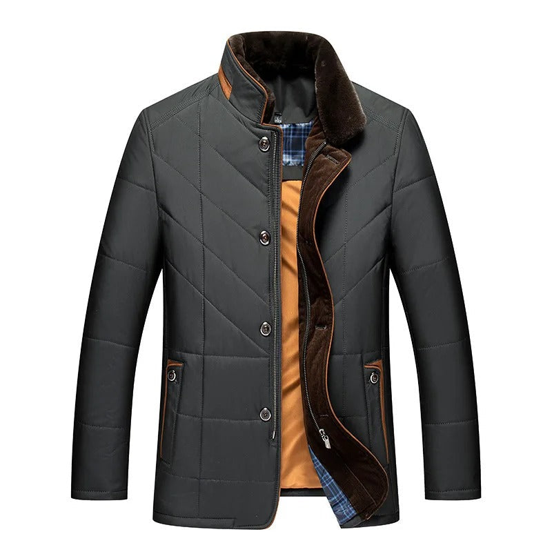 WW | Monochrome Daunenjacke mit Pelzkragen für Herren