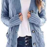 Damen Strickjacke mit strukturiertem Zopfdesign und praktischen Taschen WW