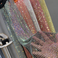 WW | Rhinestone Gerade Netz Weite Bein Slim Fit Schmeichelnde Mop Hosen