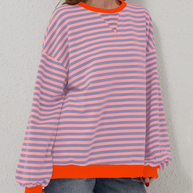 WW | Übergrößen Streifen Langarm Sweatshirt