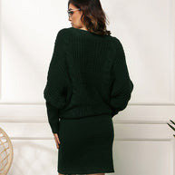 WW | Lockere Fledermausärmel Pulloverkleid