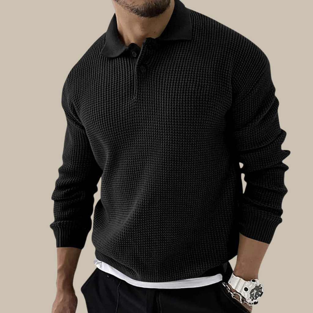 WW | Polo Stilvolles Langärmeliges Herren Poloshirt Aus Strick