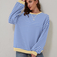 WW | Übergrößen Streifen Langarm Sweatshirt