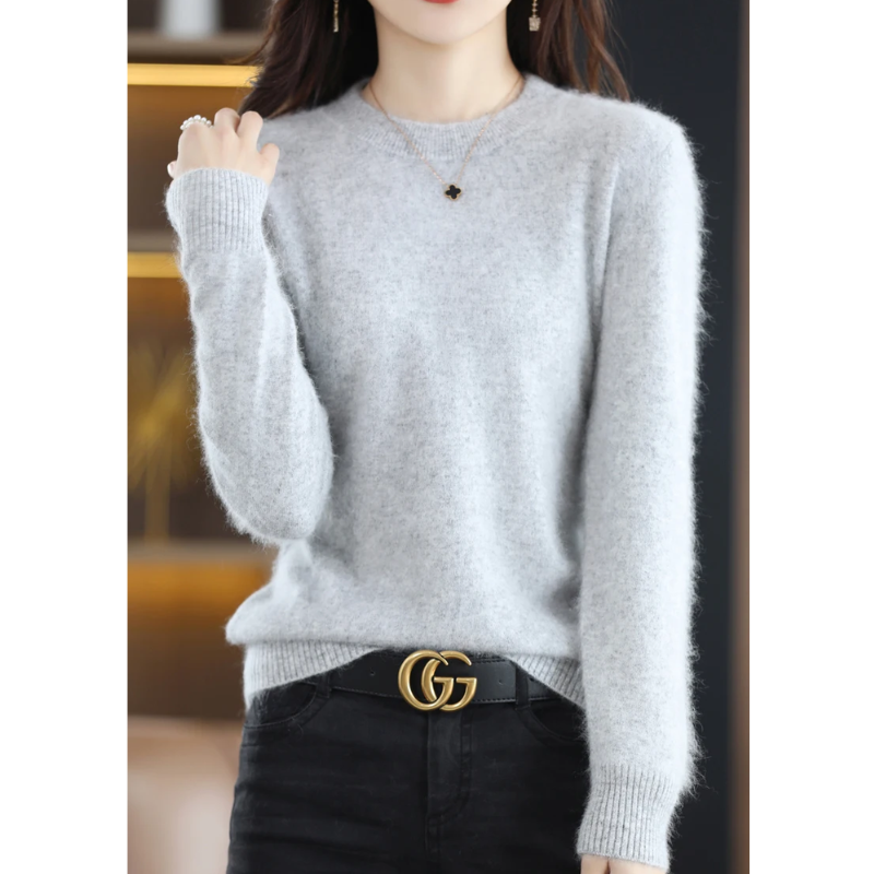 W&W Mode | Kaschmir Pullover Damen Luxuriöser Rundhalsausschnitt, Weich & Modisch