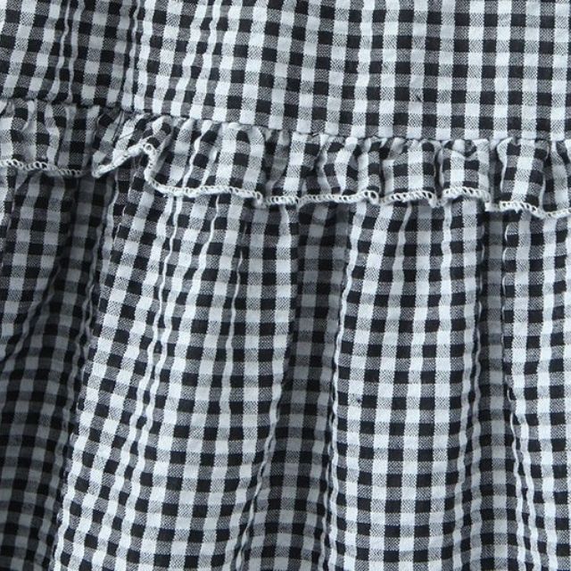 WW | Gestuftes Gingham-Midirock mit Rüschendetail