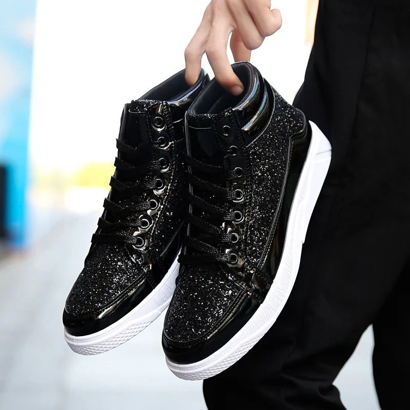 W&W Mode | Herren Basket Schuhe mit Glänzendem Effekt