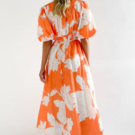 WW | Real Love Print Puffärmel Maxi Kleid