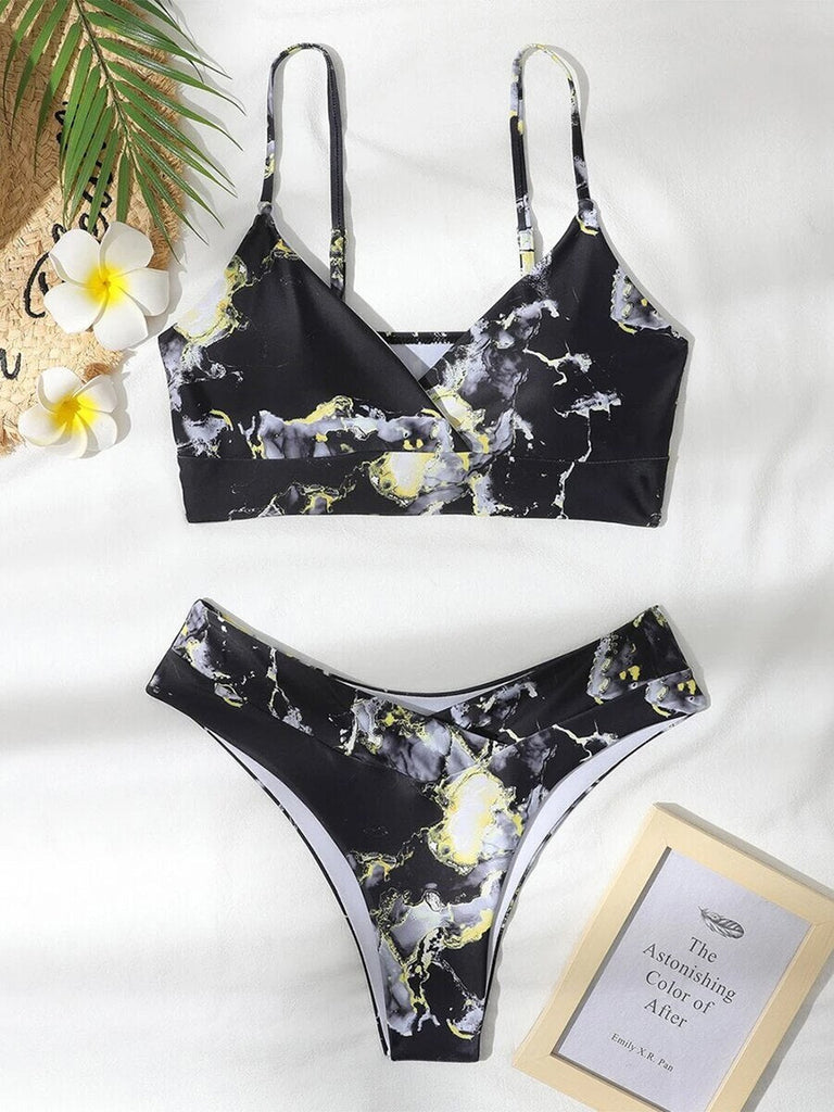 WW Bikini | Eleganter Bikini mit Marmorprint