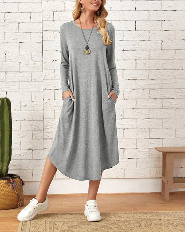 W&W Mode - Langärmeliges lockeres Kleid