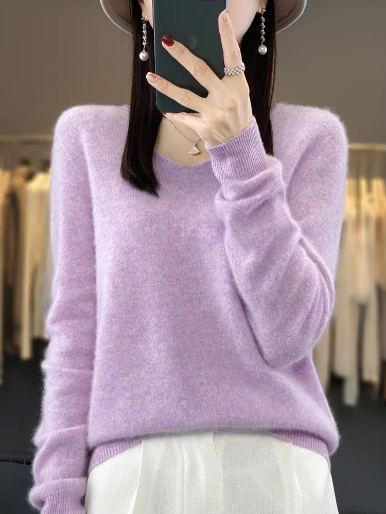 W&W Mode | Cashmere Pullover Damen Eleganter V-ausschnitt, Weich & Komfortabel