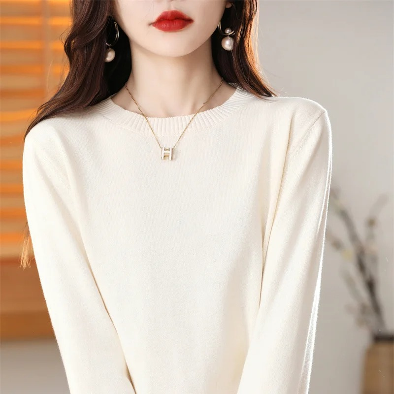 W&W Mode | Cashmere Pullover Damen Klassischer Rundhals, Weich & Atmungsaktiv