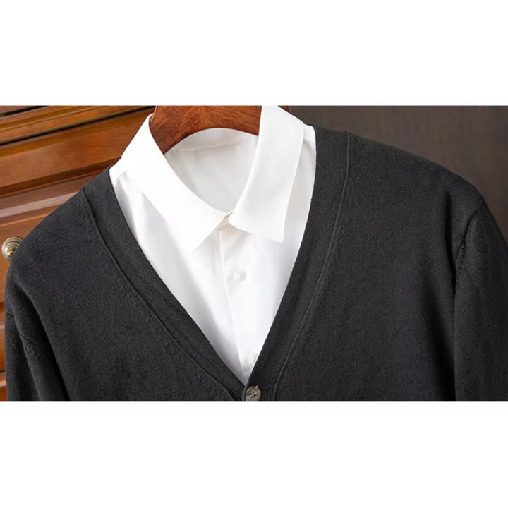W&W Mode | Herren Strickjacke Mit Knöpfen, Leichter Stoff, Klassischer V-ausschnitt