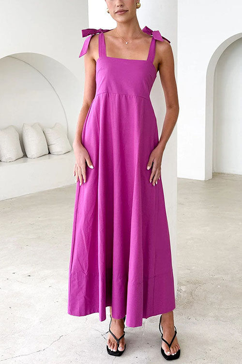 WW | Rosiedress Schleifen-Schulter Empire Taille Swing Maxi Cami Kleid