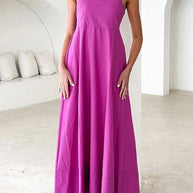 WW | Rosiedress Schleifen-Schulter Empire Taille Swing Maxi Cami Kleid