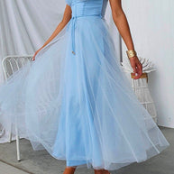 WW | Rosiedress Offene Rücken Taillierte Swing Maxi Cami Tüll Kleid