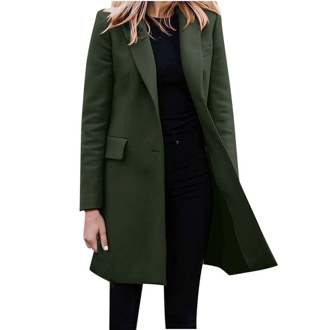 W&W Mode | Damen Slim Fit Mantel Jacke, Ein Knopf Wolle Mix Lange Jacke