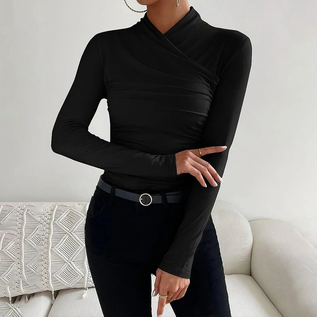 W&W Mode | Elegante Herbst Wickelbluse mit langen Ärmeln für Frauen