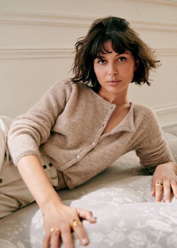 WW | Superweicher Chint Strickjacke Mit Knöpfen