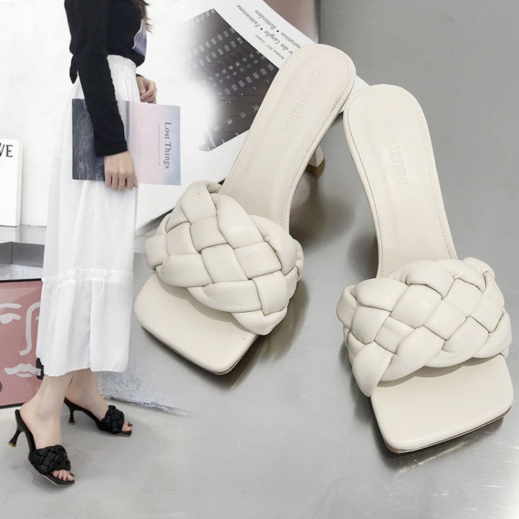 Damen Hochfront-Pantoletten mit geflochtenem Obermaterial und elegantem Absatz W&W