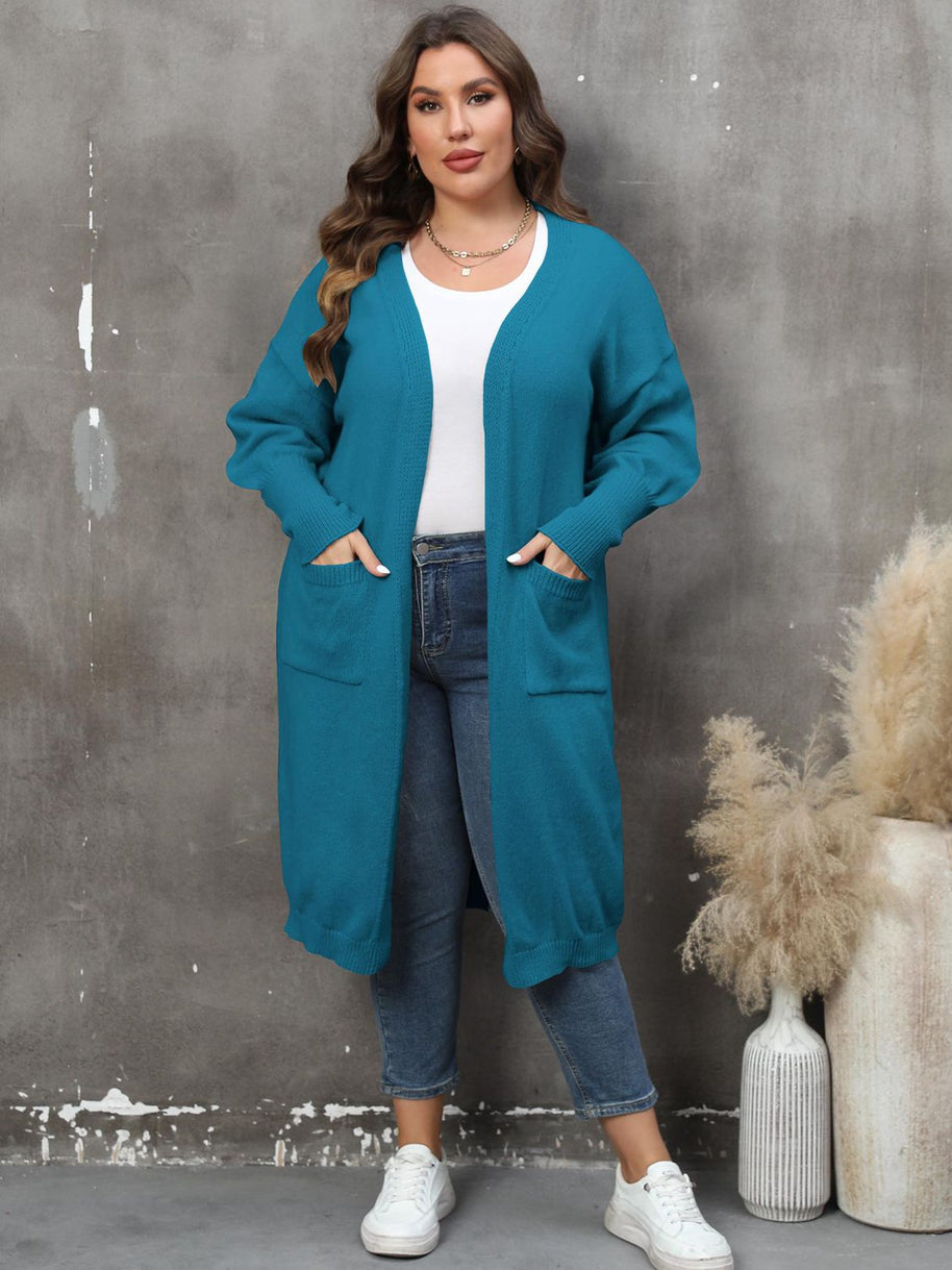WW | Plus Size Langarm Taschen Cardigan