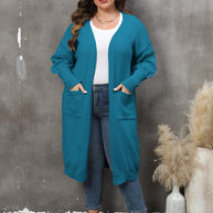 WW | Plus Size Langarm Taschen Cardigan