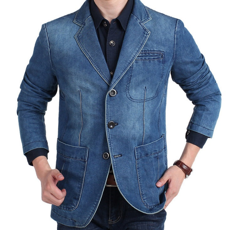 W&W Mode | Herren Denim Baumwolle Blazerjacke