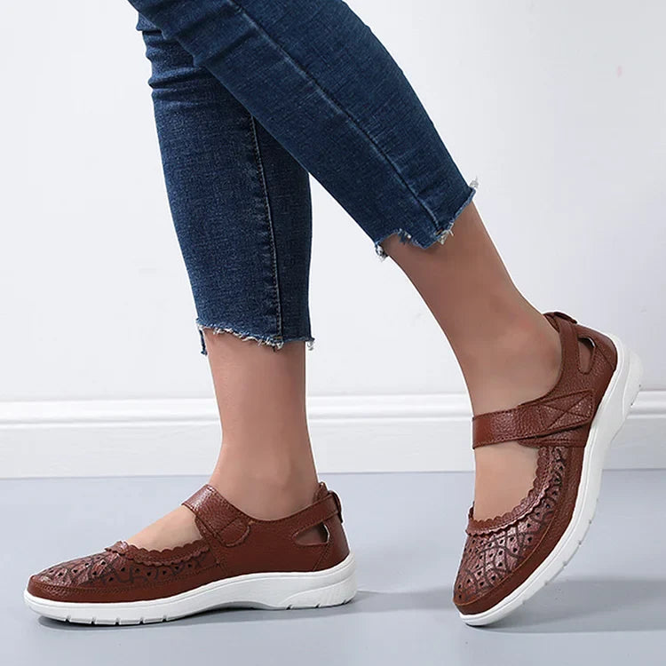 Damen Komfort-Loafer aus weißem Leder mit orthopädischer Unterstützung