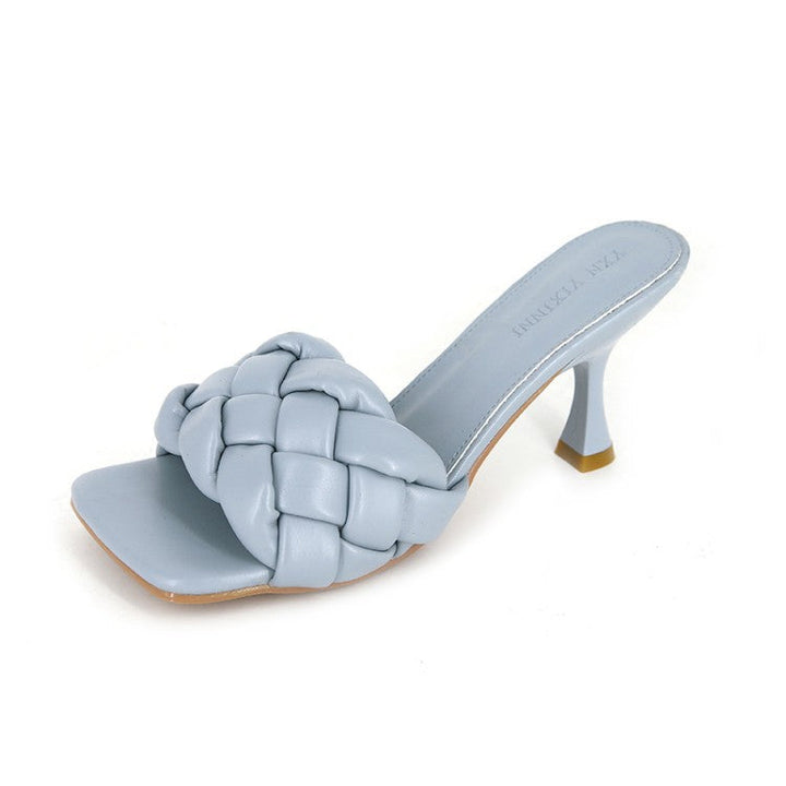 Damen Hochfront-Pantoletten mit geflochtenem Obermaterial und elegantem Absatz W&W Mode