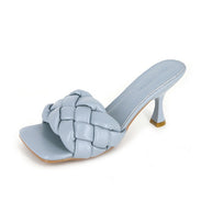 Damen Hochfront-Pantoletten mit geflochtenem Obermaterial und elegantem Absatz W&W