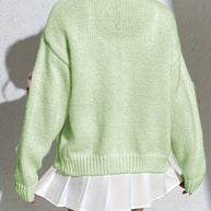 WW | Stylischer Blumenmuster Wollstrick Cardigan
