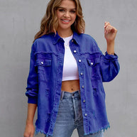 WW Frühlingsjacke | Moderne Damenjacke aus Denim mit rohen Kanten
