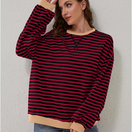 WW | Übergrößen Streifen Langarm Sweatshirt