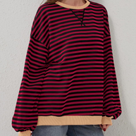 WW | Übergrößen Streifen Langarm Sweatshirt