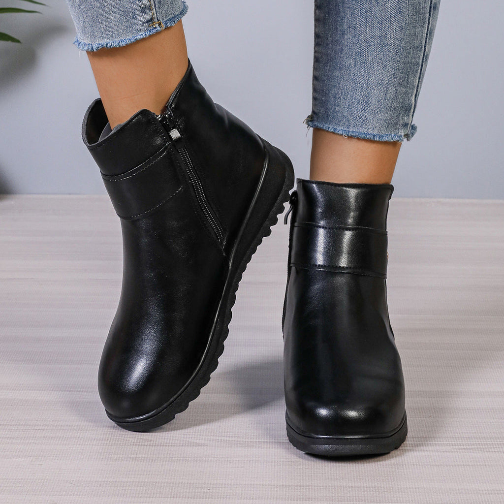 Wolff | Damen Stiefeletten - schwarze Winterstiefel mit weichem Futter, Reißverschluss und rutschfester Sohle