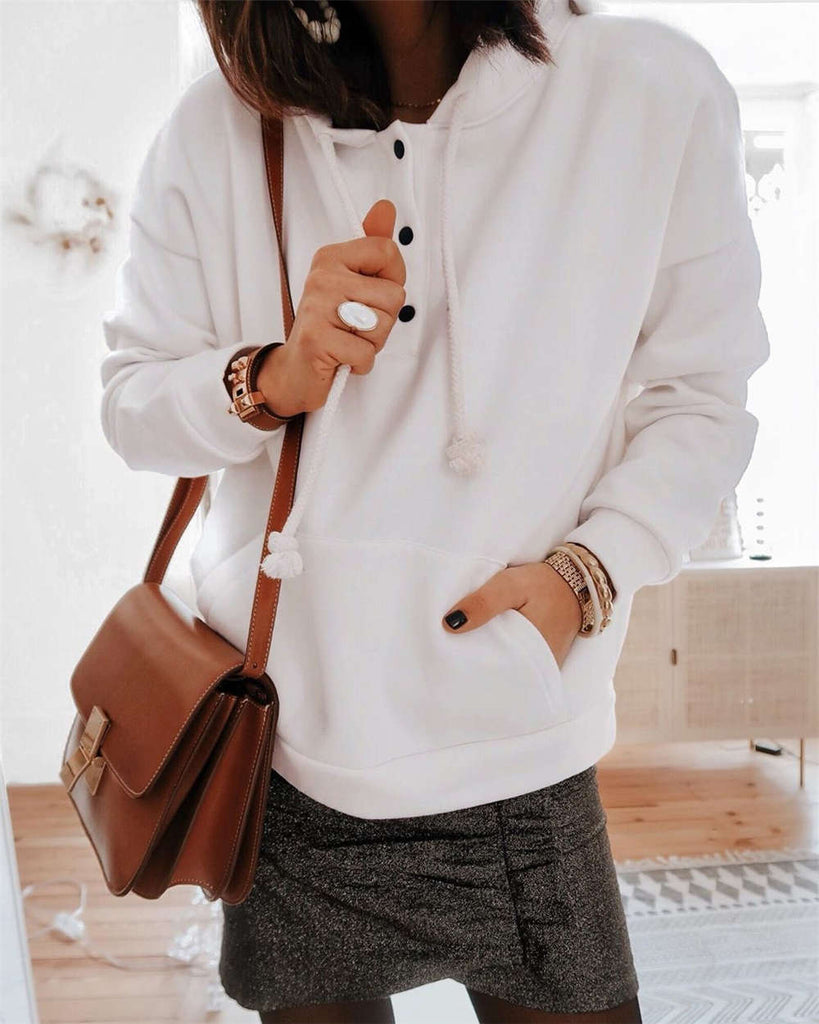 Damen Hoodie mit Knopfleiste und lässigem Schnitt WW