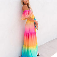 Damen Maxikleid mit schulterfreiem Design von WW